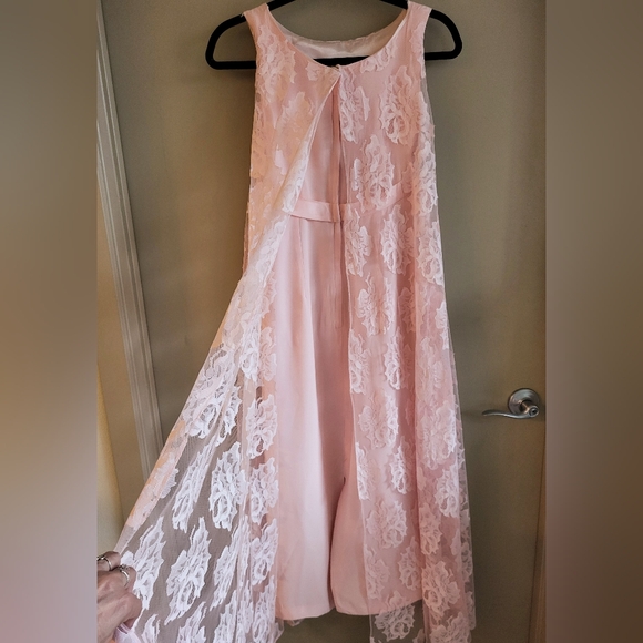 Vintage Blush Lace Maxi Dress | 1960s–Early 1970s Romantic Mod ✨ - Picture 5 of 9